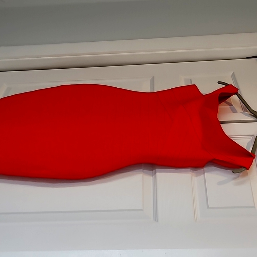 Red off the shoulder Midi Dress